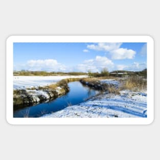 Walk in the Snow by the River Sticker